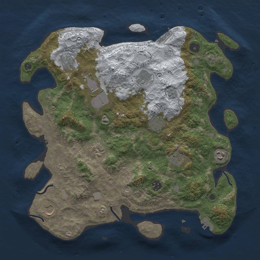 Rust Map: Procedural Map, Size: 3850, Seed: 907946470, 19 Monuments