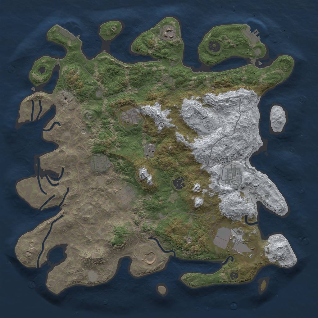 Rust Map: Procedural Map, Size: 4000, Seed: 13834, 18 Monuments