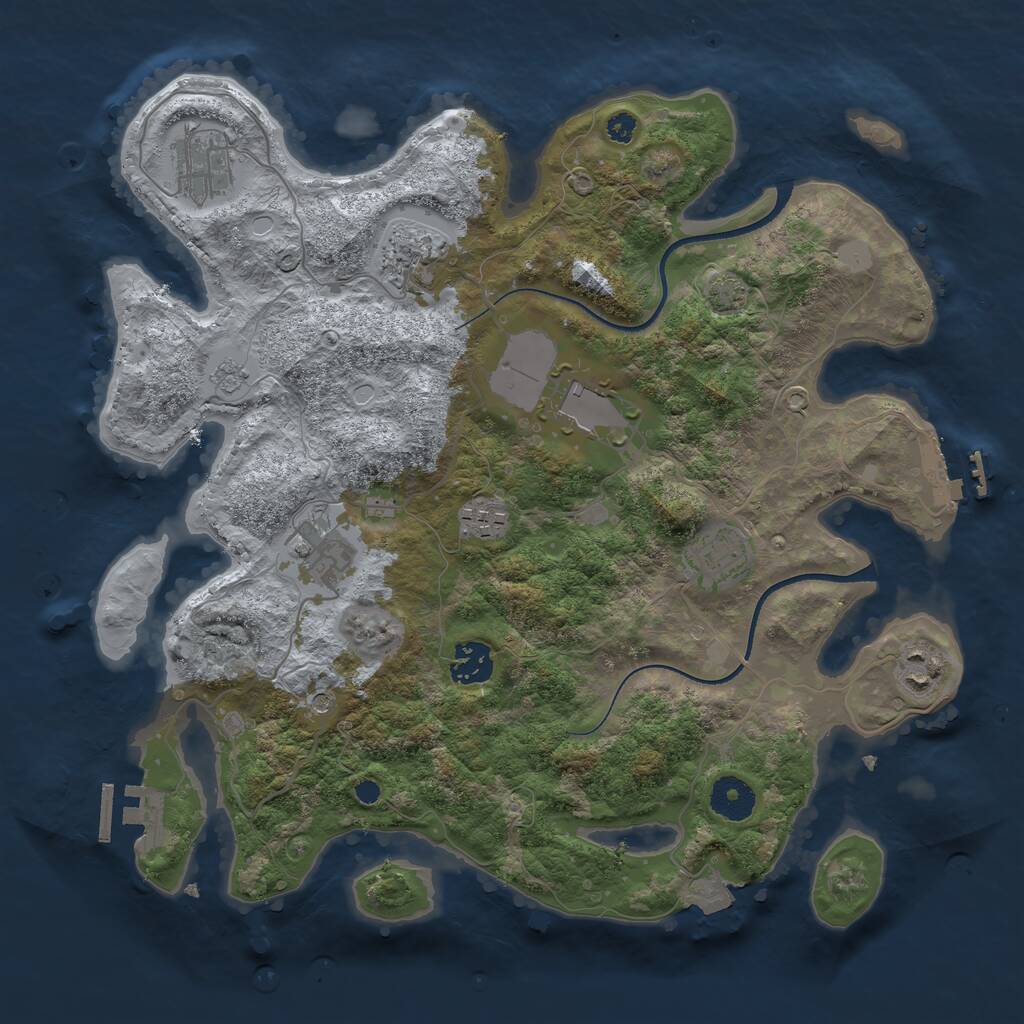 Rust Map: Procedural Map, Size: 3510, Seed: 2292877, 14 Monuments