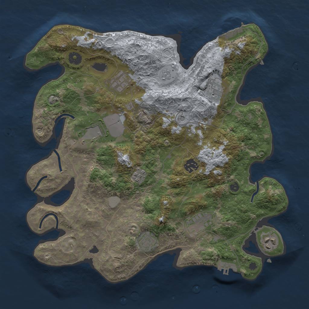 Rust Map: Procedural Map, Size: 3510, Seed: 5105044, 17 Monuments