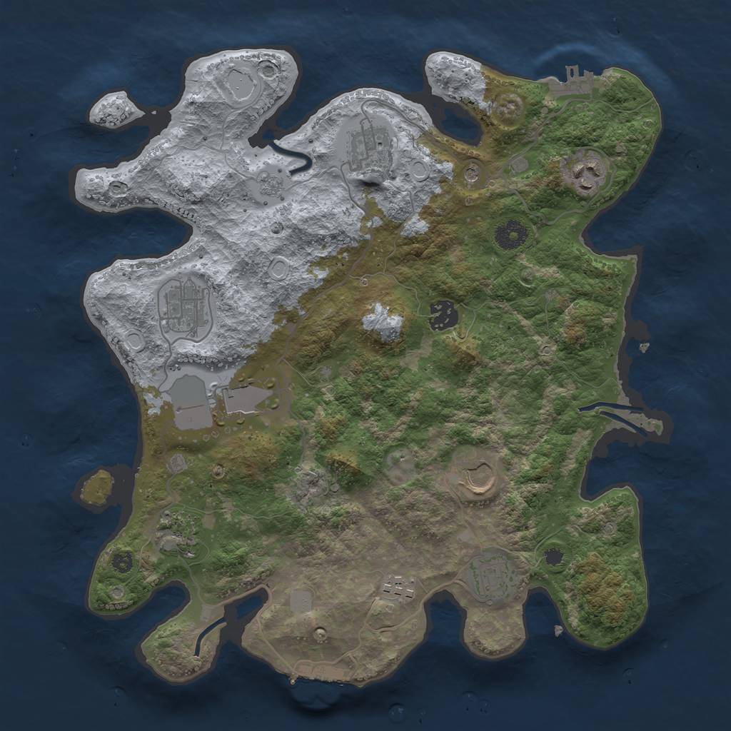 Rust Map: Procedural Map, Size: 3550, Seed: 386354, 16 Monuments