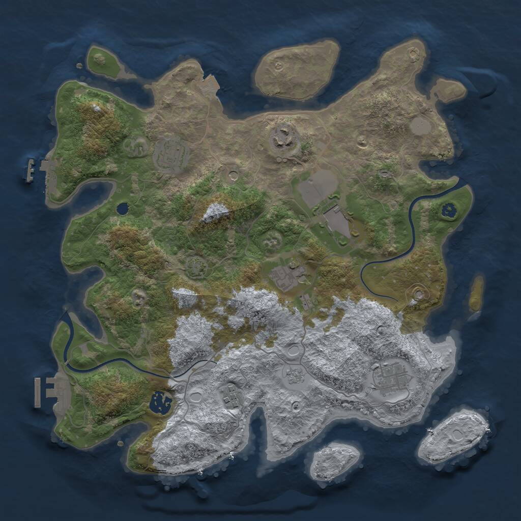 Rust Map: Procedural Map, Size: 3510, Seed: 5409109, 13 Monuments