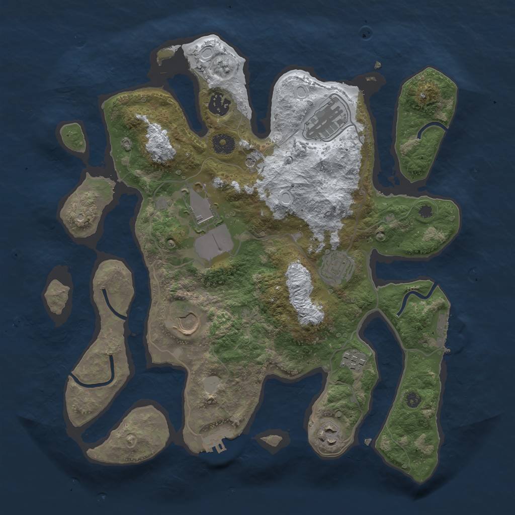 Rust Map: Procedural Map, Size: 3510, Seed: 3375387, 15 Monuments
