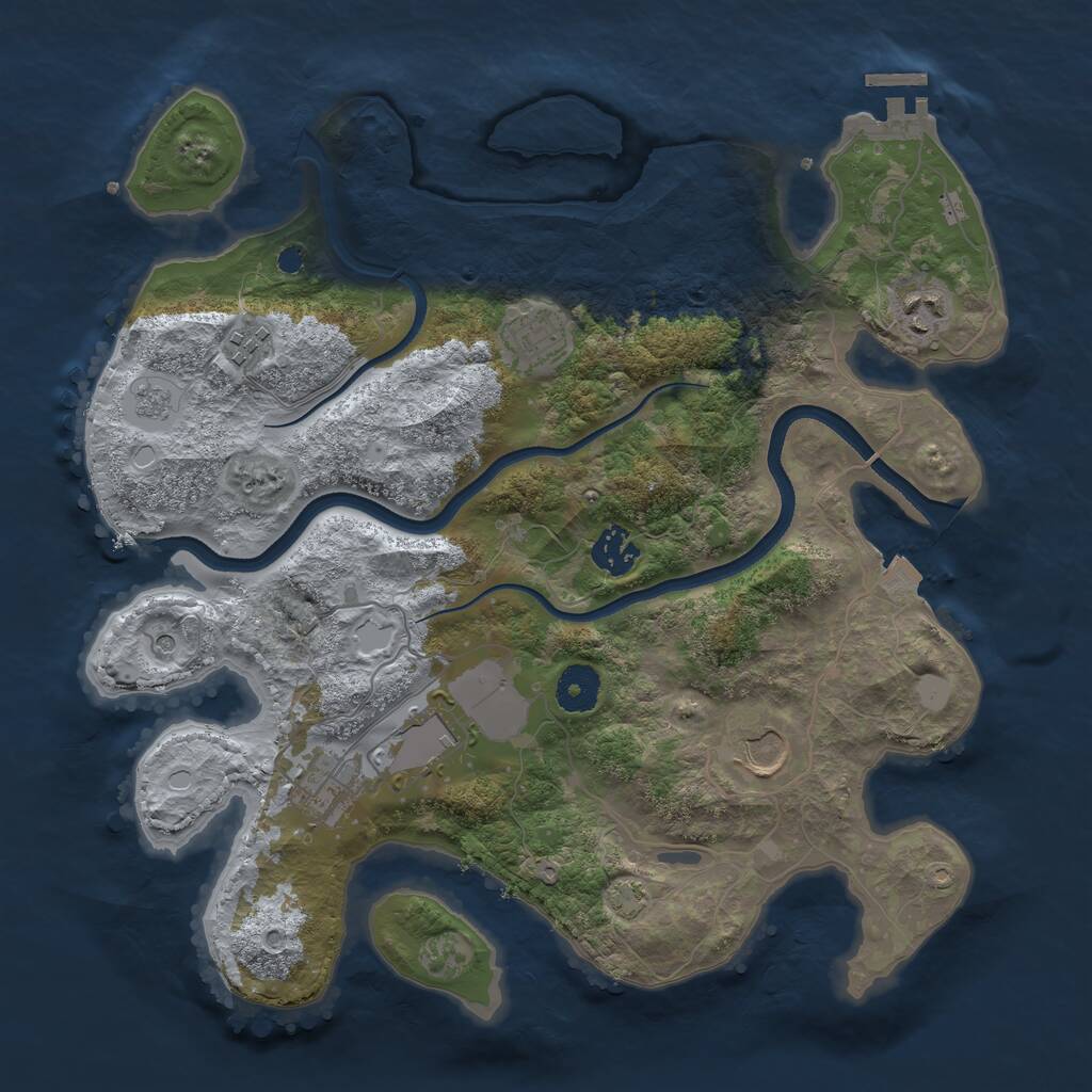 Rust Map: Procedural Map, Size: 3550, Seed: 865830, 12 Monuments