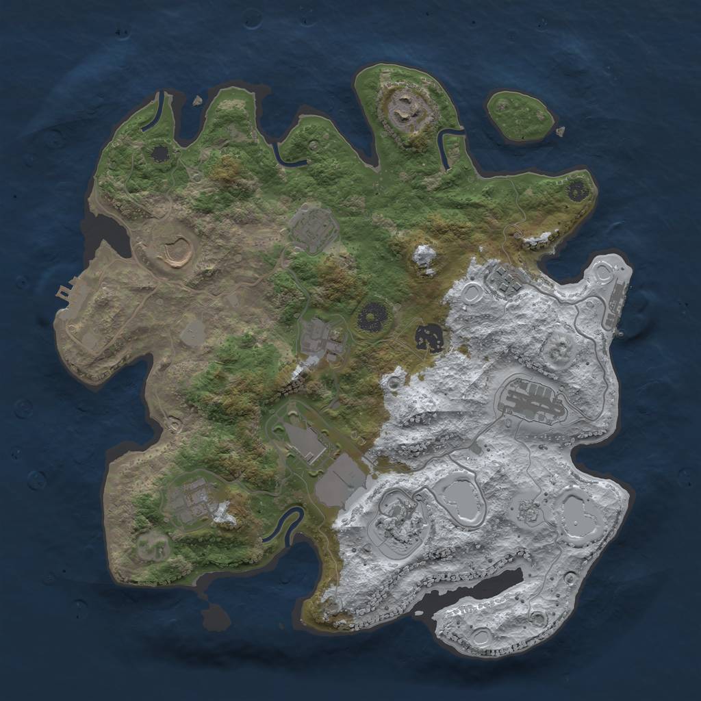 Rust Map: Procedural Map, Size: 3510, Seed: 6398257, 18 Monuments