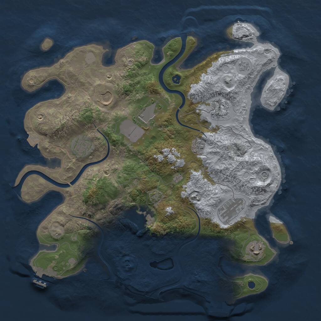 Rust Map: Procedural Map, Size: 3550, Seed: 162727, 14 Monuments