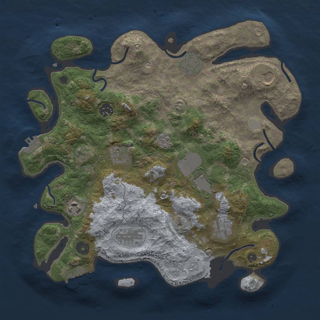 Rust Map: Procedural Map, Size: 3510, Seed: 3277171, 18 Monuments