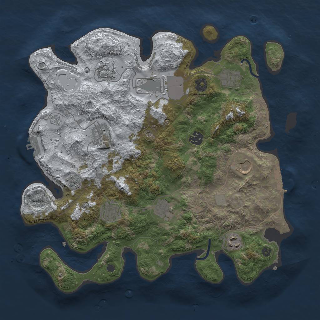 Rust Map: Procedural Map, Size: 3510, Seed: 3725913, 19 Monuments