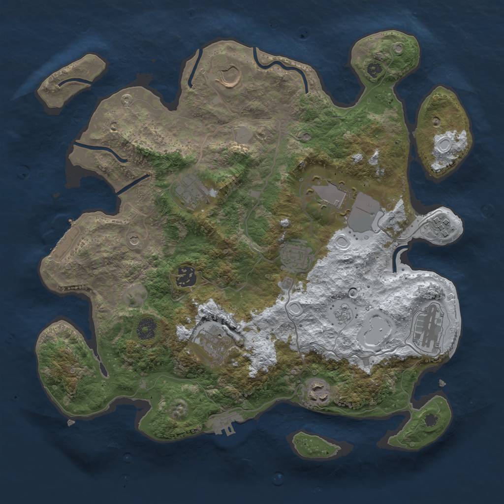 Rust Map: Procedural Map, Size: 3510, Seed: 4437784, 18 Monuments