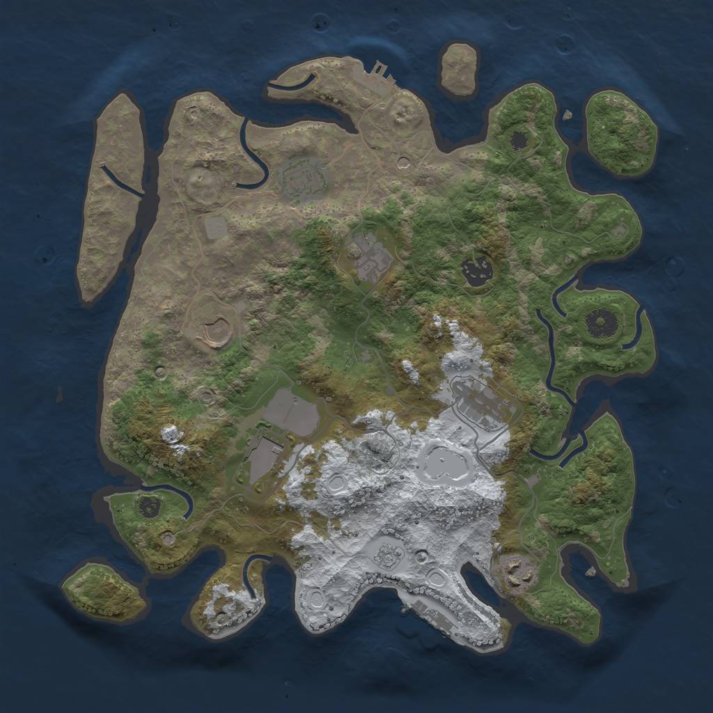 Rust Map: Procedural Map, Size: 3510, Seed: 5259685, 16 Monuments