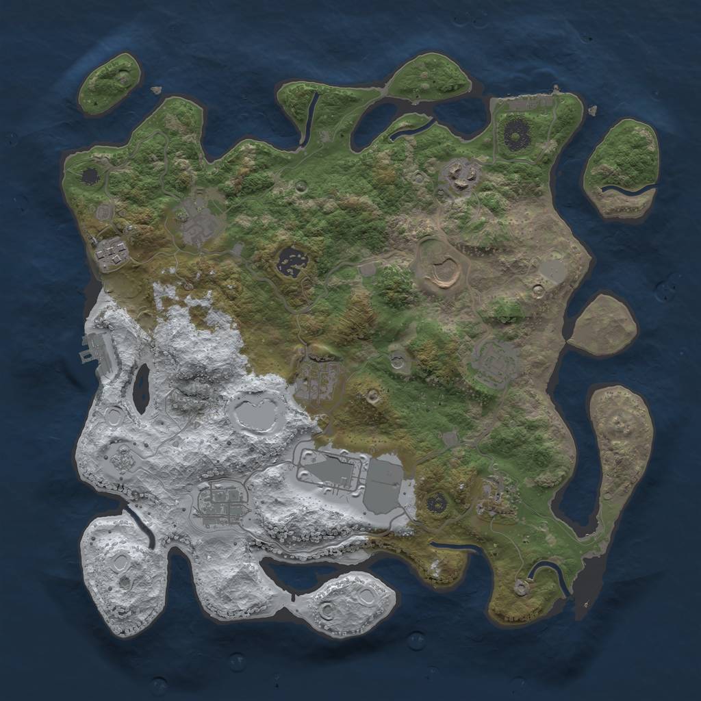 Rust Map: Procedural Map, Size: 3510, Seed: 2943889, 19 Monuments