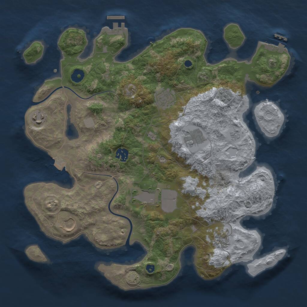 Rust Map: Procedural Map, Size: 3510, Seed: 5223305, 14 Monuments