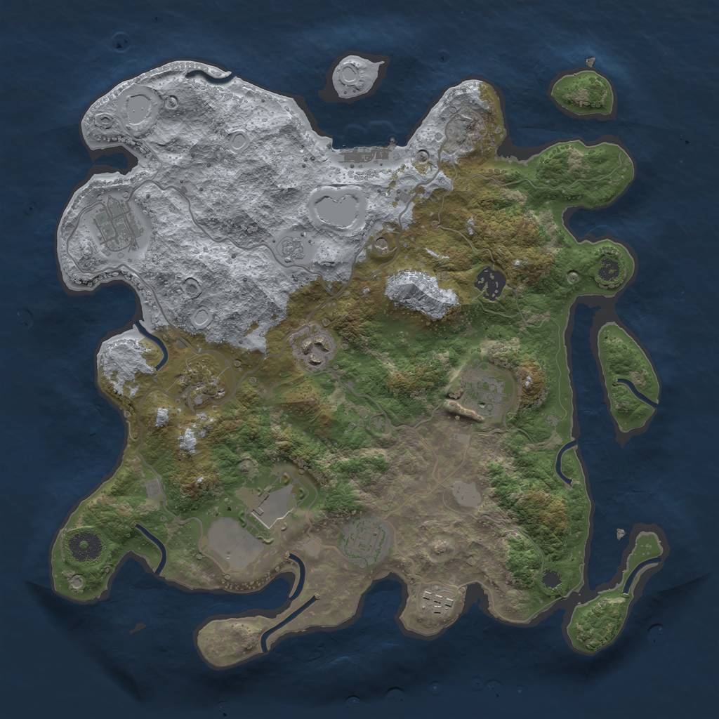 Rust Map: Procedural Map, Size: 3510, Seed: 4898033, 16 Monuments