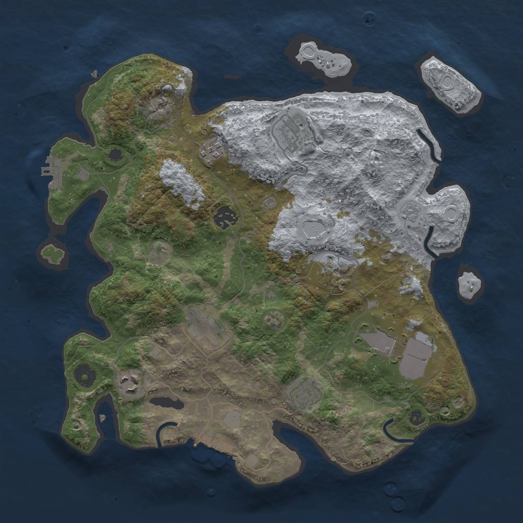 Rust Map: Procedural Map, Size: 3510, Seed: 3790326, 16 Monuments