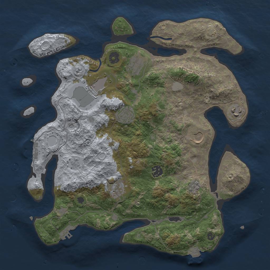 Rust Map: Procedural Map, Size: 3510, Seed: 5774118, 16 Monuments