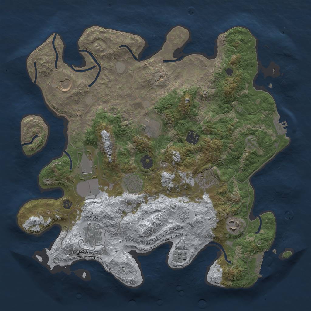 Rust Map: Procedural Map, Size: 3550, Seed: 462724, 18 Monuments