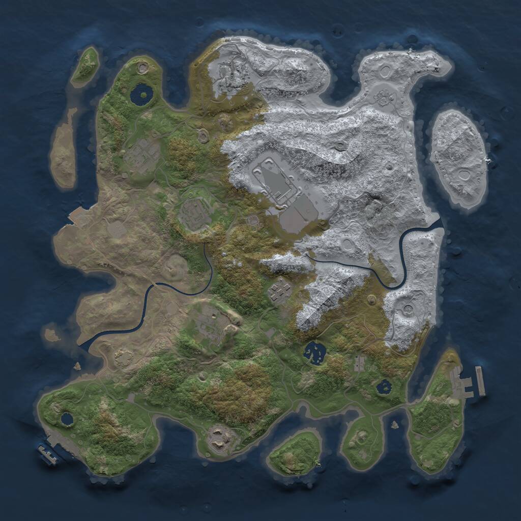 Rust Map: Procedural Map, Size: 3510, Seed: 1547075, 14 Monuments