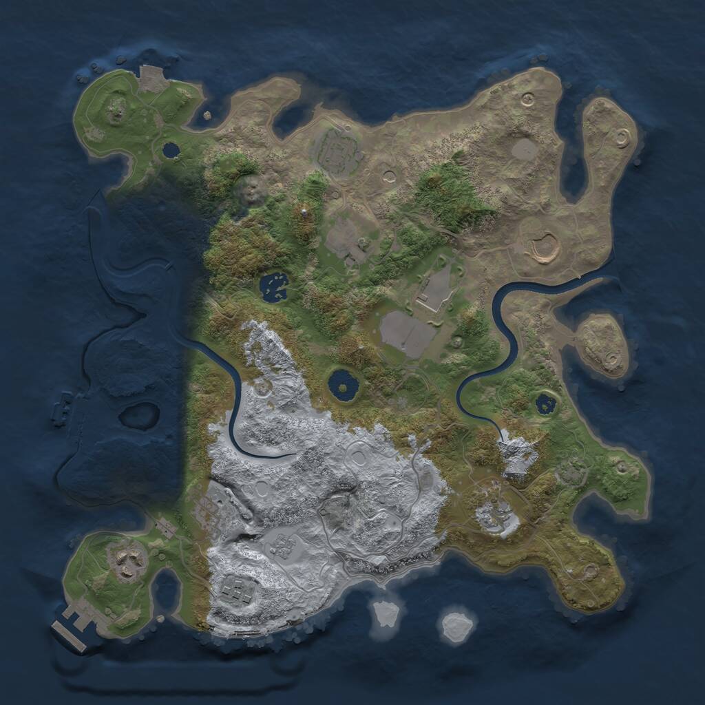 Rust Map: Procedural Map, Size: 3510, Seed: 3046888, 15 Monuments