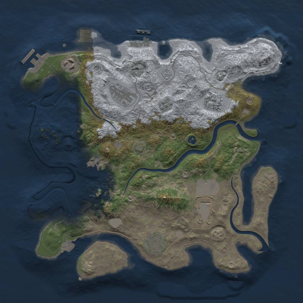 Rust Map: Procedural Map, Size: 3500, Seed: 1356396579, 13 Monuments