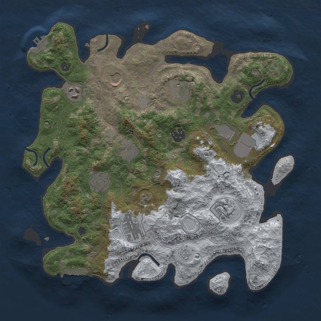 Rust Map: Procedural Map, Size: 3510, Seed: 1971330, 18 Monuments