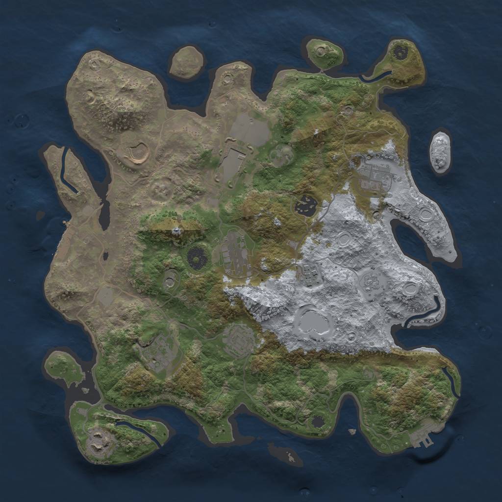 Rust Map: Procedural Map, Size: 3510, Seed: 1132416, 18 Monuments