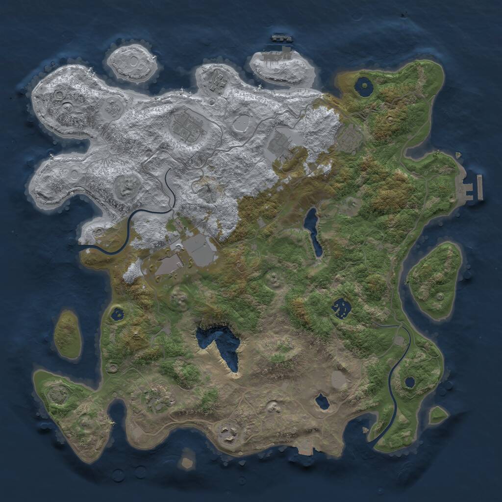Rust Map: Procedural Map, Size: 4000, Seed: 342345, 13 Monuments