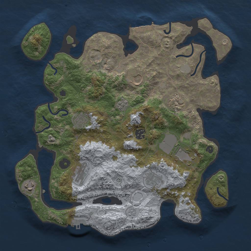 Rust Map: Procedural Map, Size: 3510, Seed: 5164140, 18 Monuments