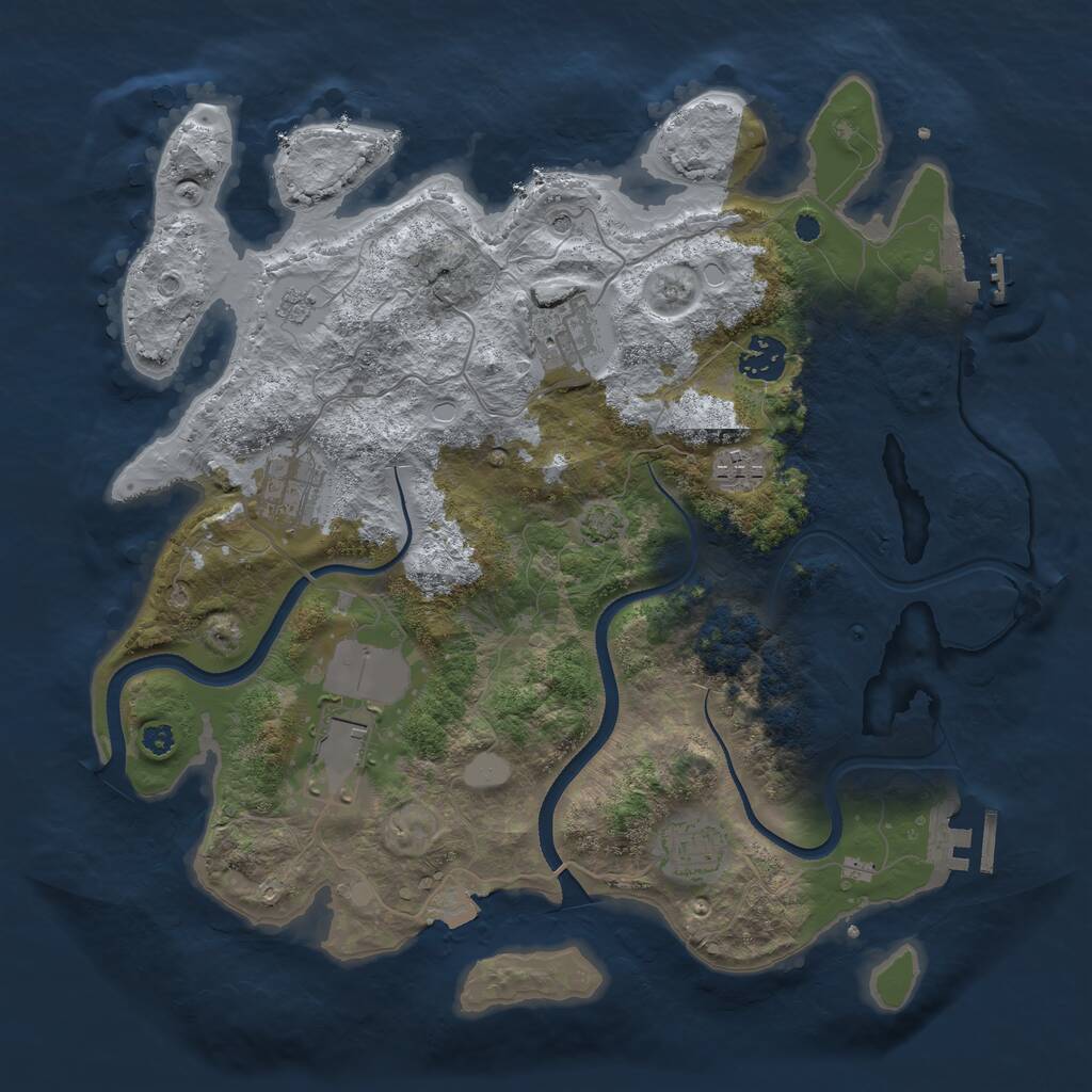 Rust Map: Procedural Map, Size: 3510, Seed: 1520251, 12 Monuments