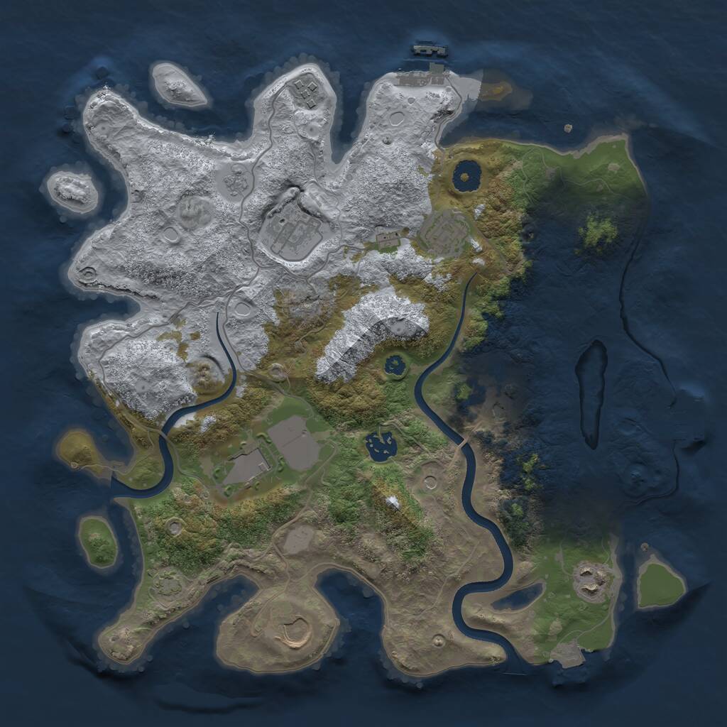 Rust Map: Procedural Map, Size: 3550, Seed: 810501, 14 Monuments