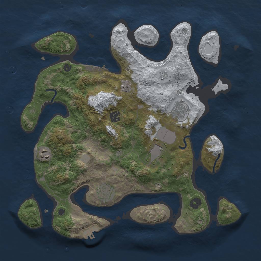 Rust Map: Procedural Map, Size: 3510, Seed: 3238010, 15 Monuments