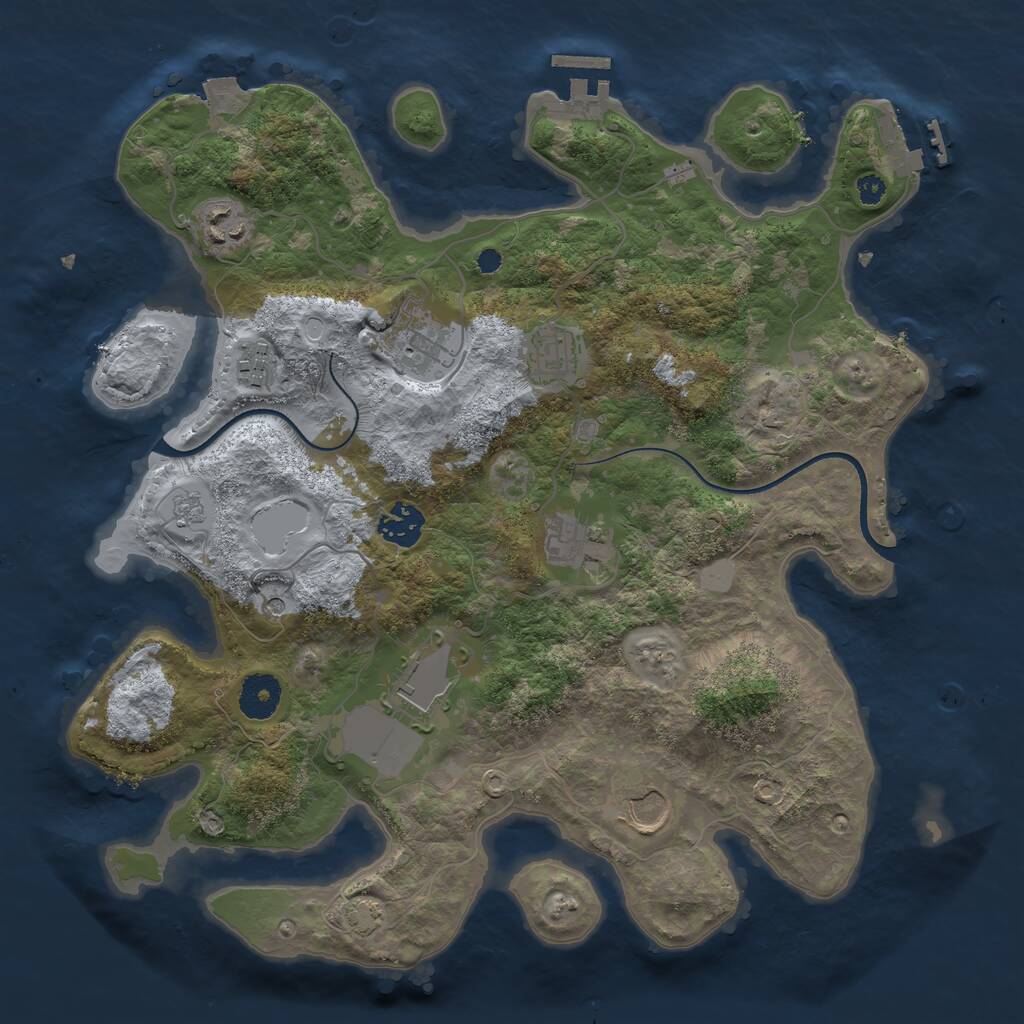 Rust Map: Procedural Map, Size: 3510, Seed: 2594757, 14 Monuments