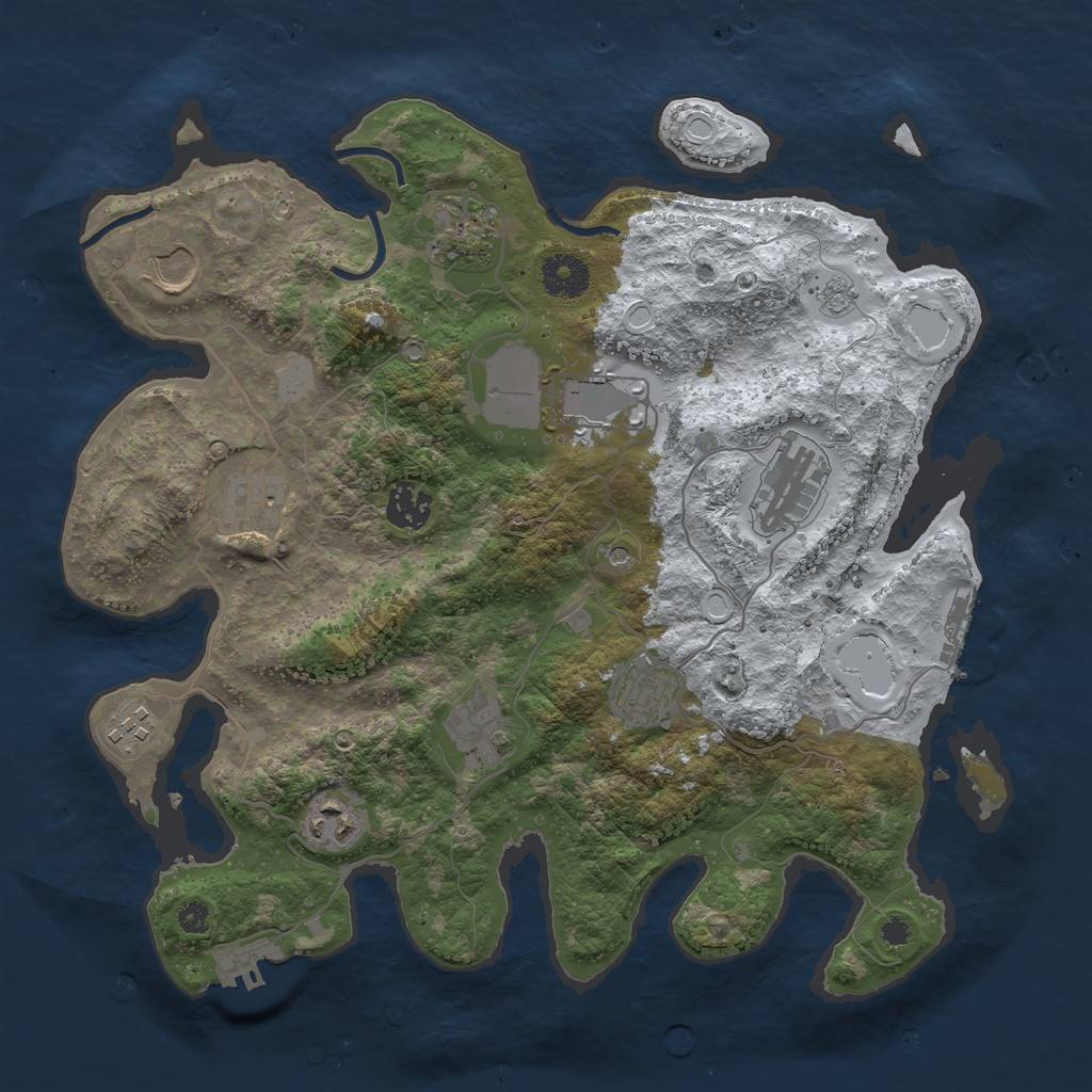 Rust Map: Procedural Map, Size: 3510, Seed: 2304747, 19 Monuments