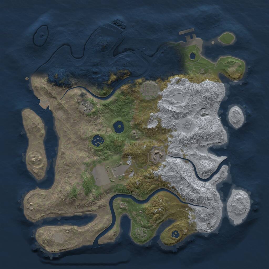 Rust Map: Procedural Map, Size: 3510, Seed: 3745610, 11 Monuments