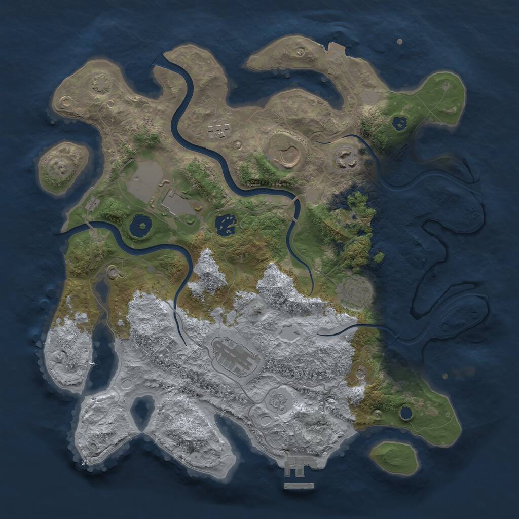 Rust Map: Procedural Map, Size: 3510, Seed: 734427, 12 Monuments