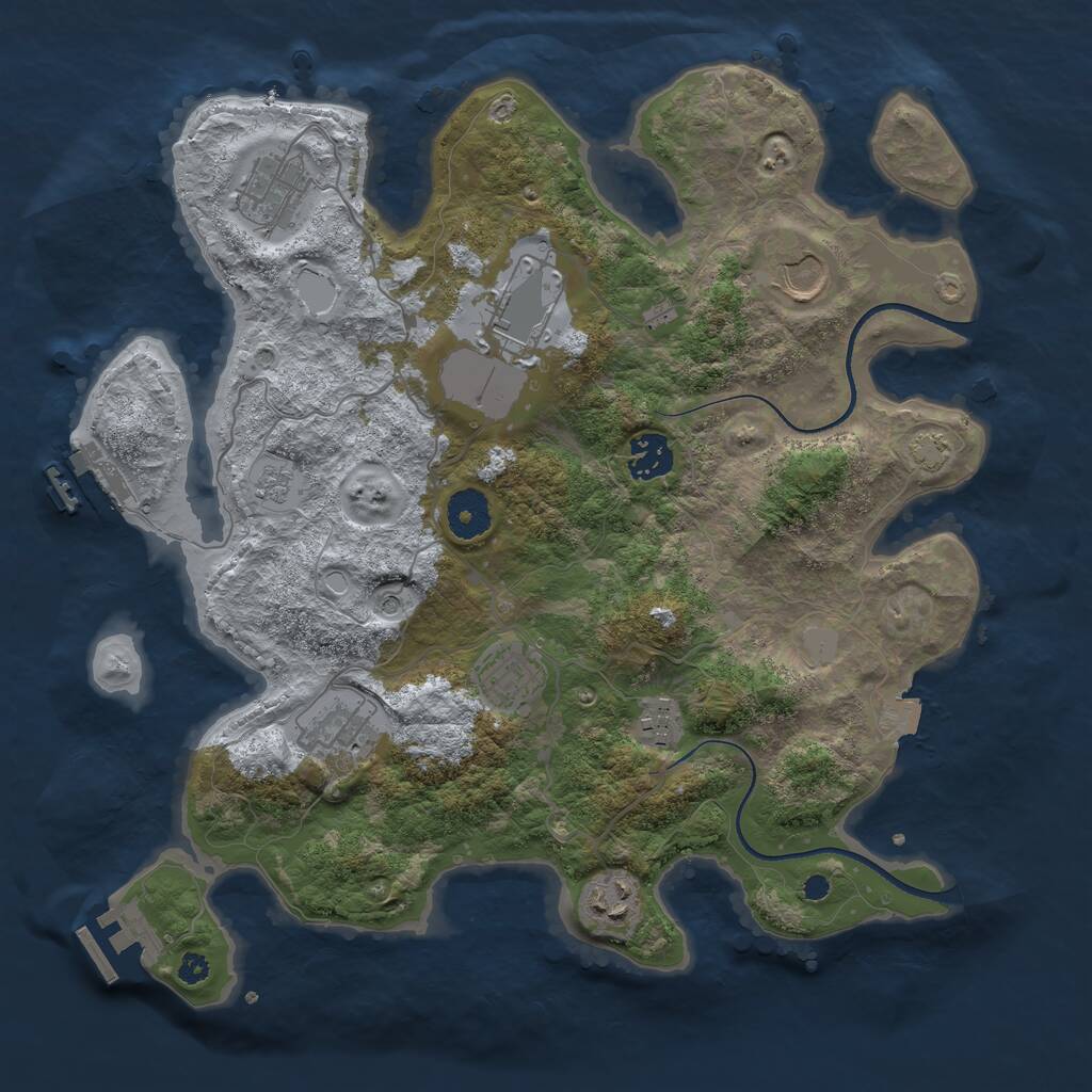 Rust Map: Procedural Map, Size: 3500, Seed: 816710603, 14 Monuments