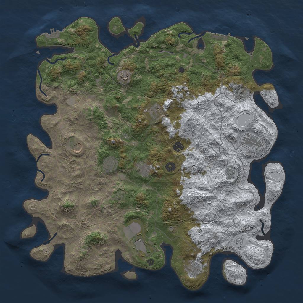 Rust Map: Procedural Map, Size: 4500, Seed: 883032312, 19 Monuments