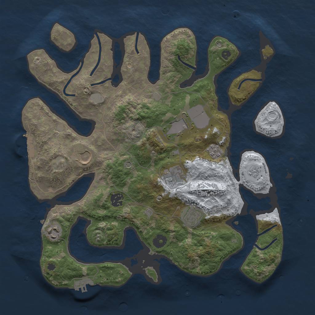 Rust Map: Procedural Map, Size: 3510, Seed: 451305, 16 Monuments