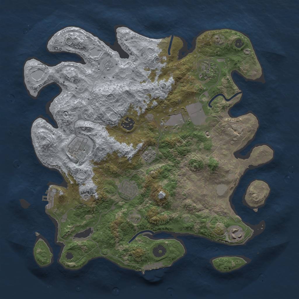 Rust Map: Procedural Map, Size: 3510, Seed: 1206759, 16 Monuments