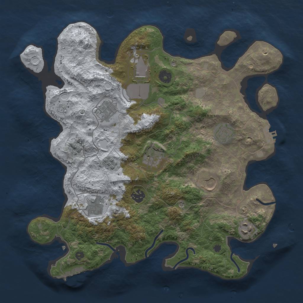 Rust Map: Procedural Map, Size: 3510, Seed: 5321791, 18 Monuments