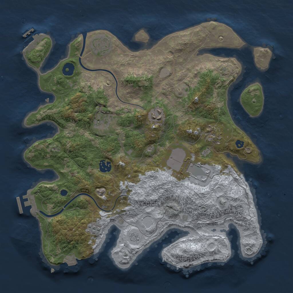 Rust Map: Procedural Map, Size: 3510, Seed: 3212278, 13 Monuments