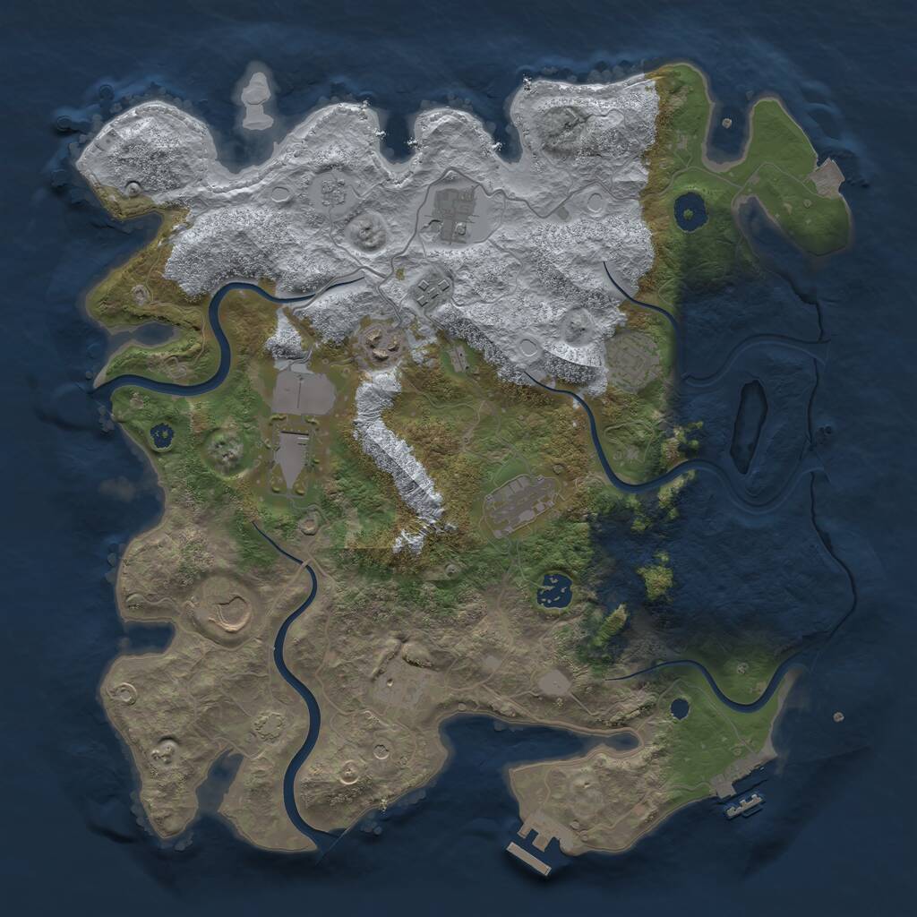 Rust Map: Procedural Map, Size: 3850, Seed: 1136, 15 Monuments