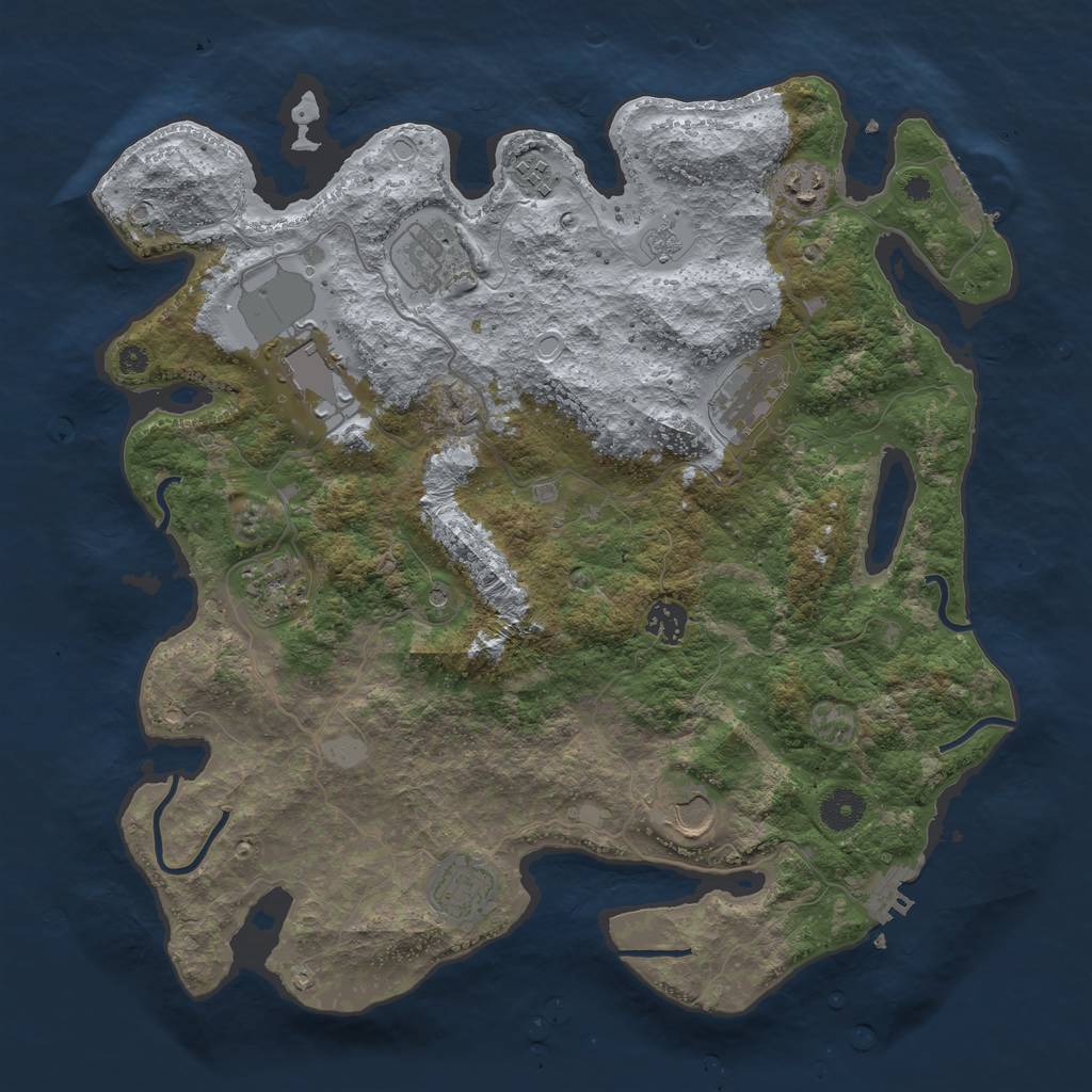 Rust Map: Procedural Map, Size: 3850, Seed: 1136, 18 Monuments