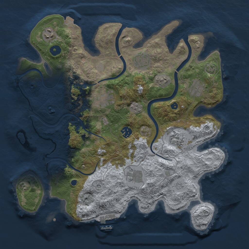 Rust Map: Procedural Map, Size: 3510, Seed: 2731322, 13 Monuments