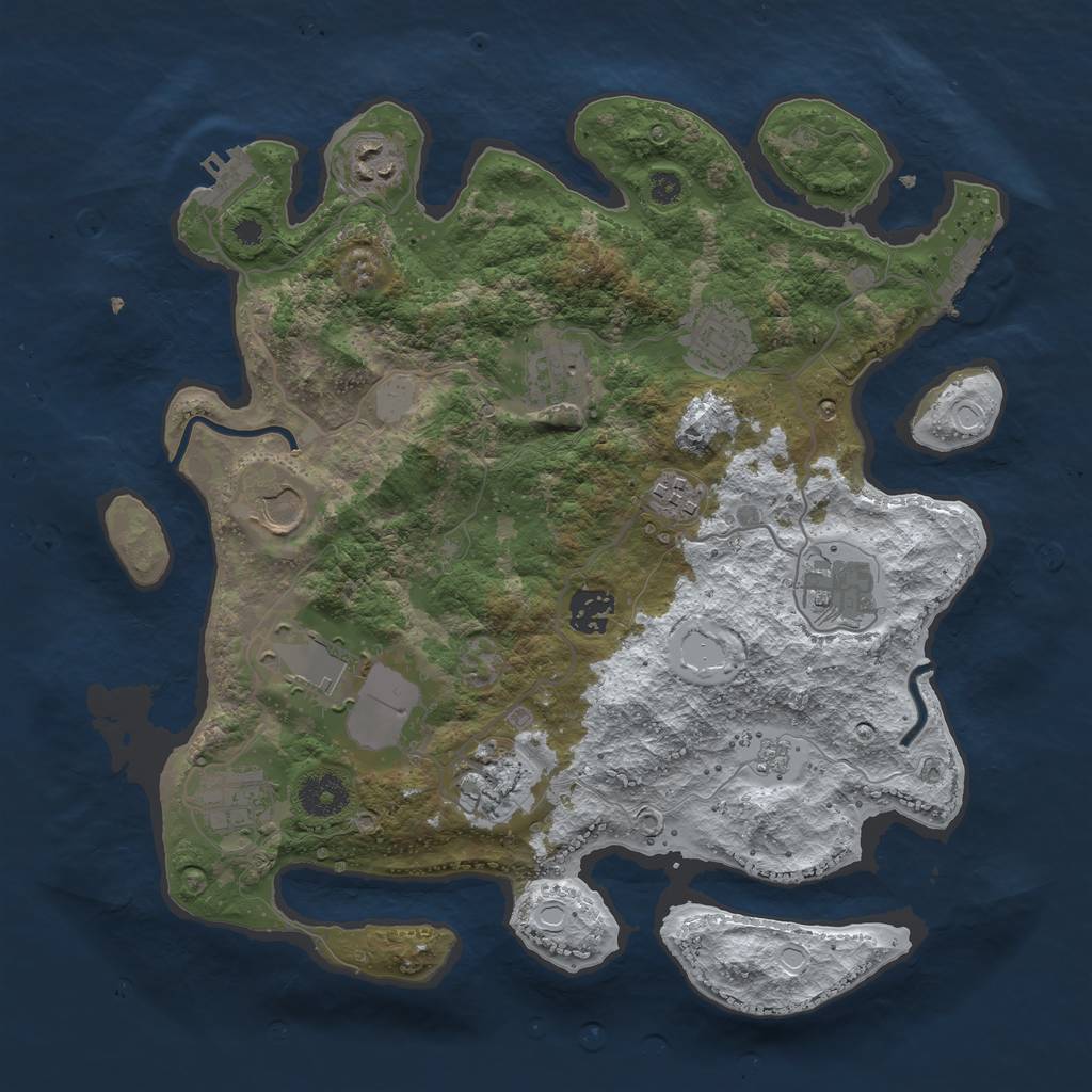Rust Map: Procedural Map, Size: 3510, Seed: 1456205, 18 Monuments