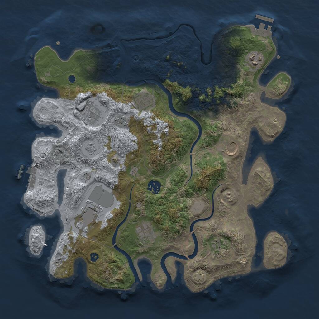 Rust Map: Procedural Map, Size: 3550, Seed: 818743, 15 Monuments