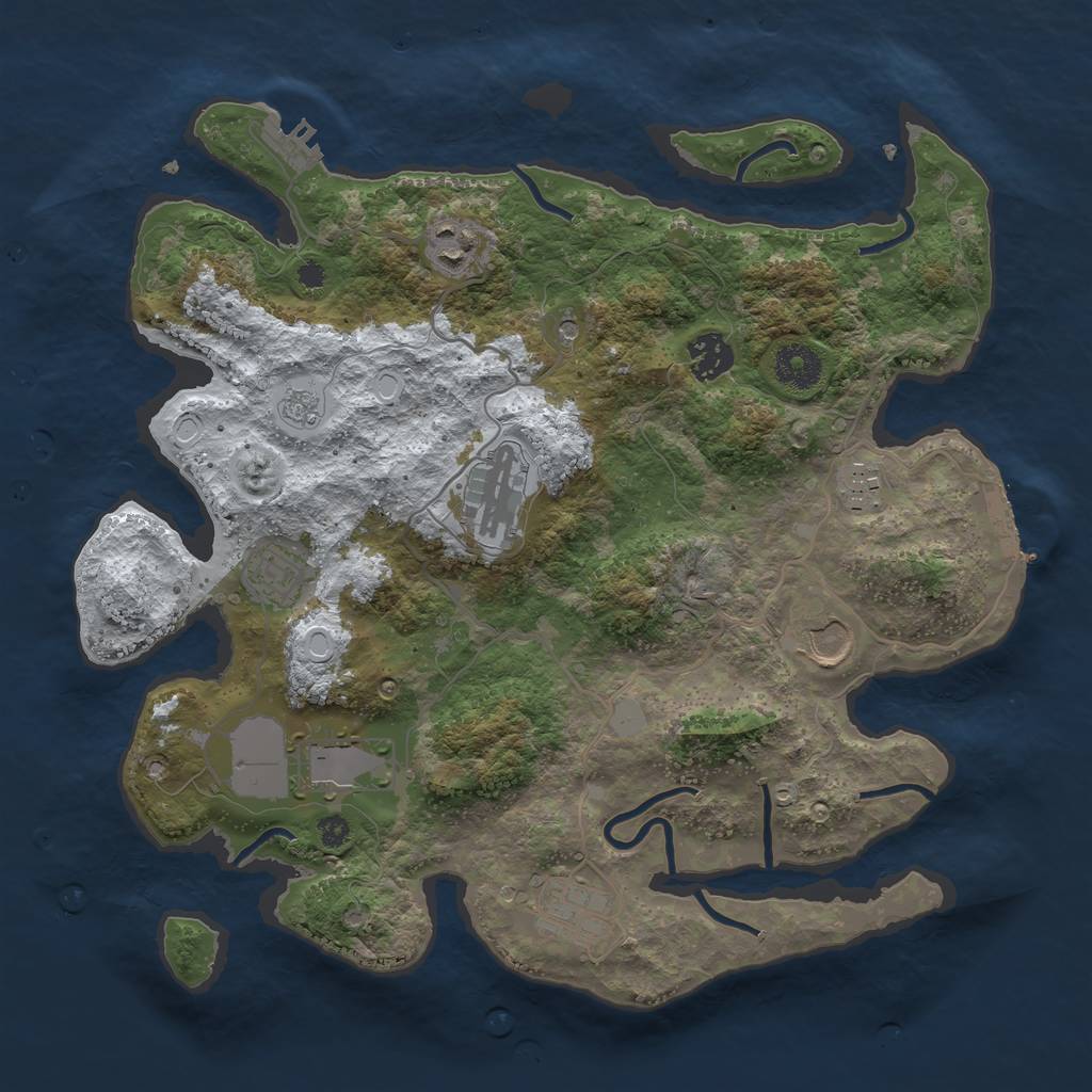 Rust Map: Procedural Map, Size: 3510, Seed: 5140229, 17 Monuments