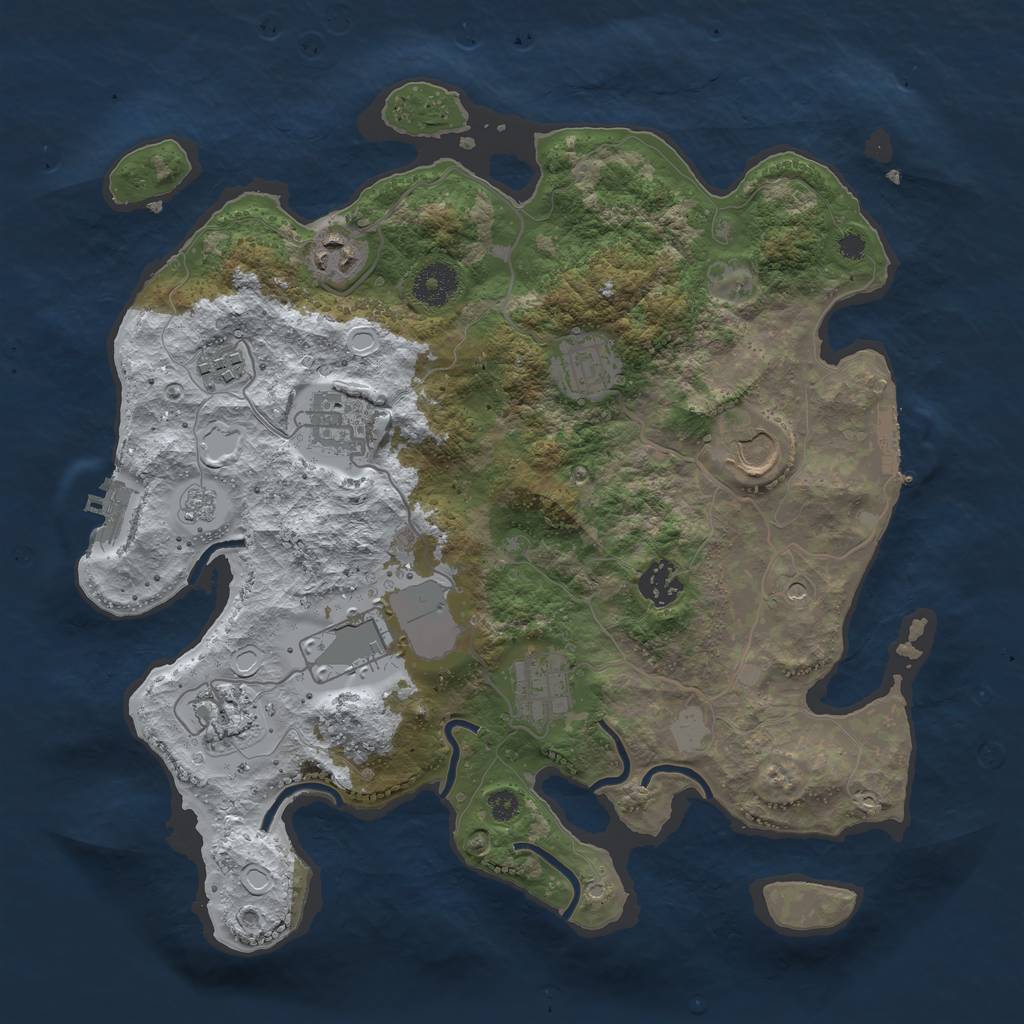 Rust Map: Procedural Map, Size: 3510, Seed: 4256130, 18 Monuments