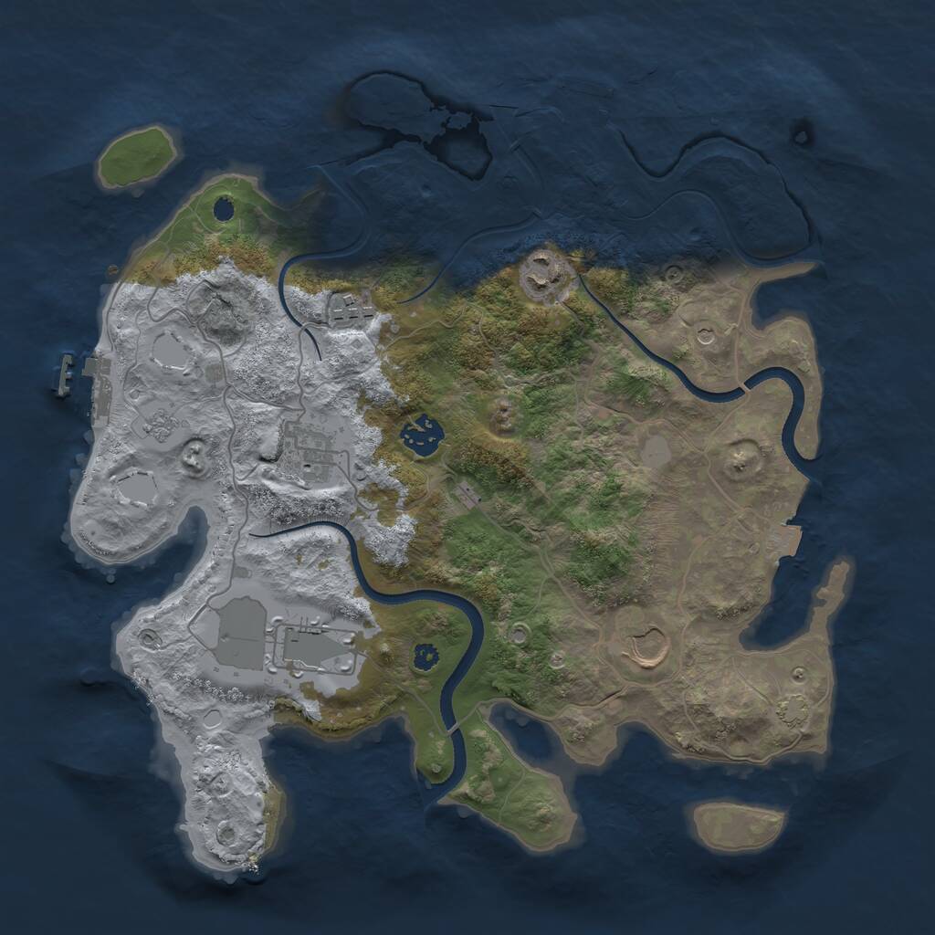 Rust Map: Procedural Map, Size: 3510, Seed: 4256130, 12 Monuments