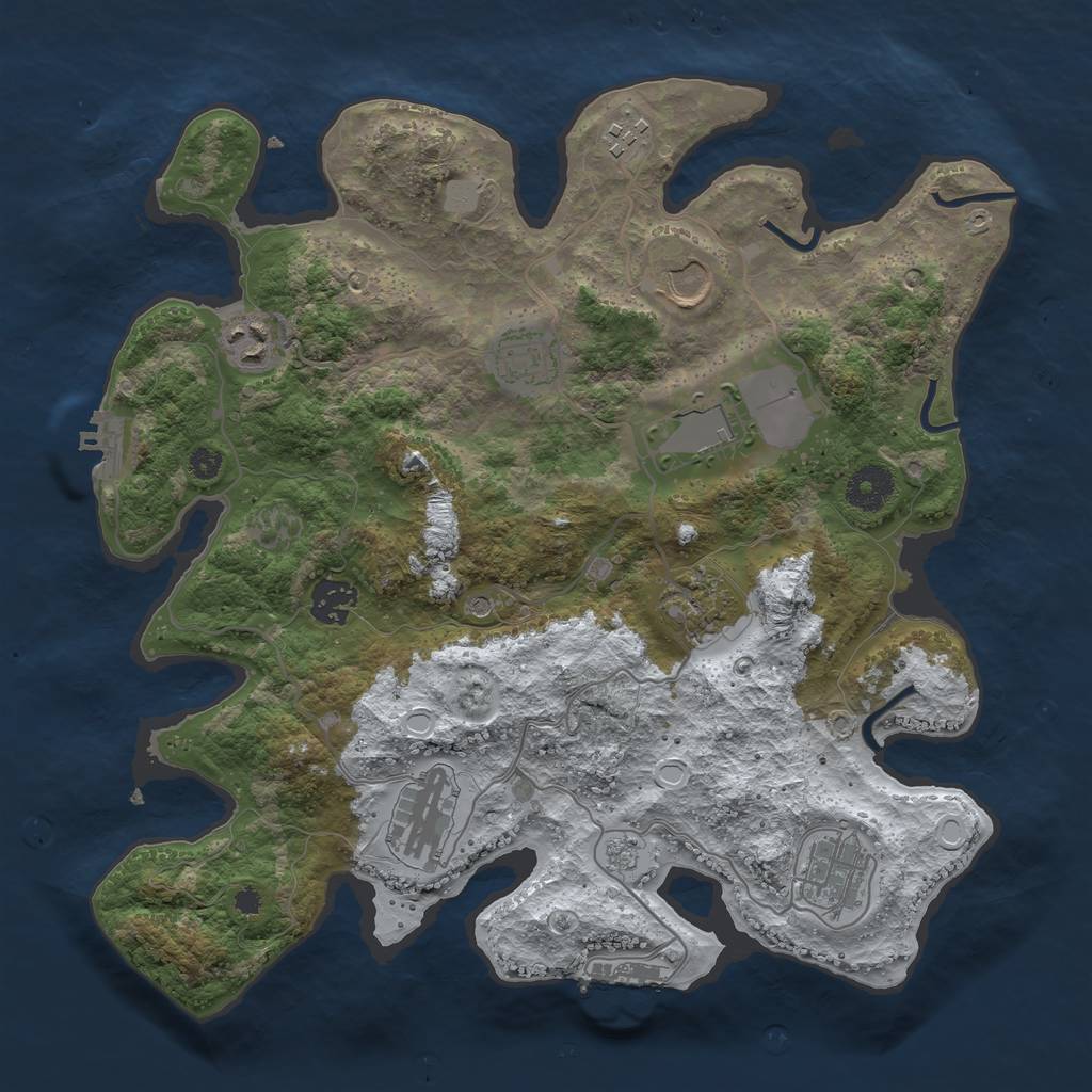 Rust Map: Procedural Map, Size: 3510, Seed: 1447622, 18 Monuments