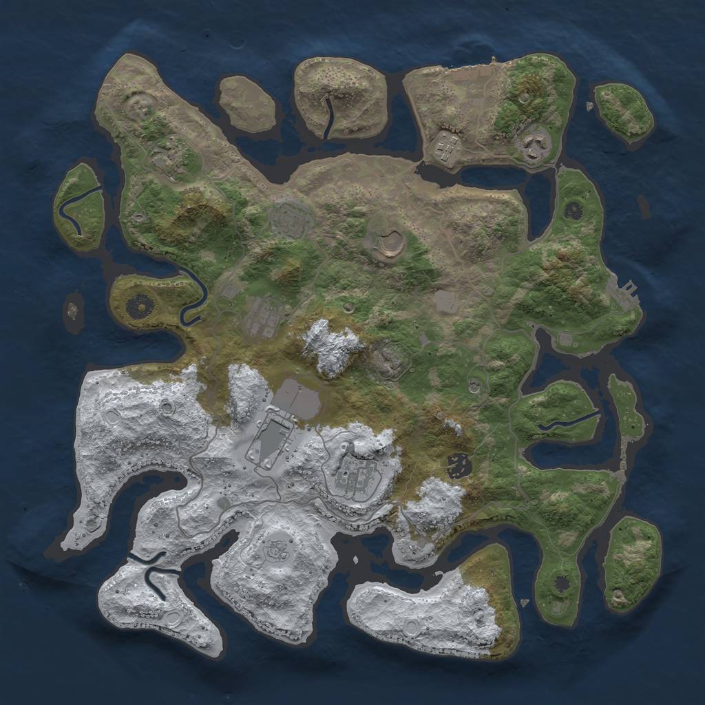 Rust Map: Procedural Map, Size: 4000, Seed: 628806099, 18 Monuments